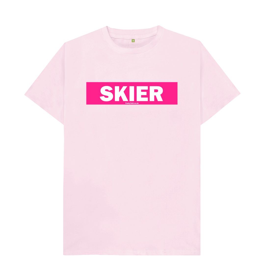 Pink Men's Skier Censor Bar Organic Tee - Pink