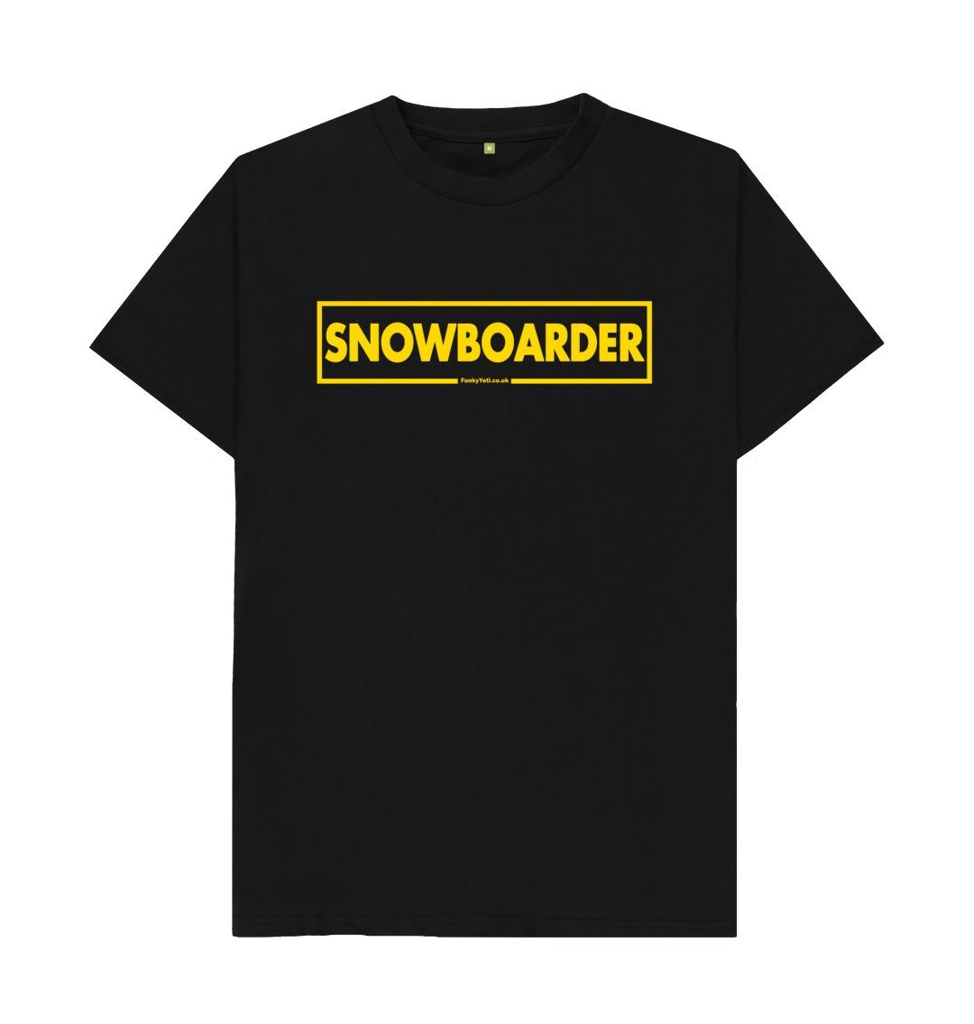 Black Men's Snowboarder Censor Bar Organic Tee - Yellow Outline