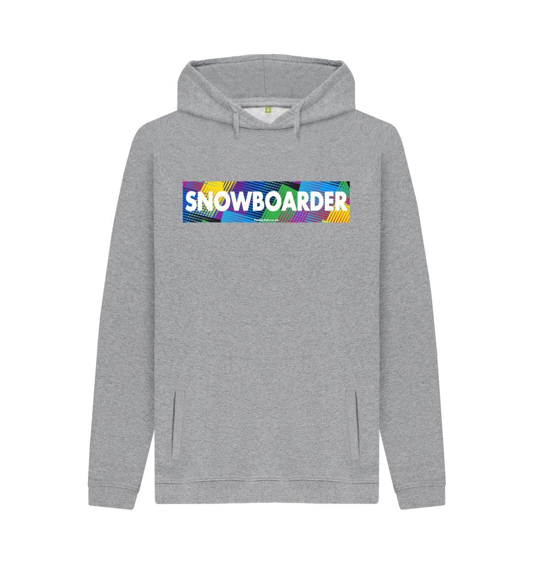 Light Heather Men's Snowboarder Censor Bar Organic Pullover Hoodie - Retro Geo