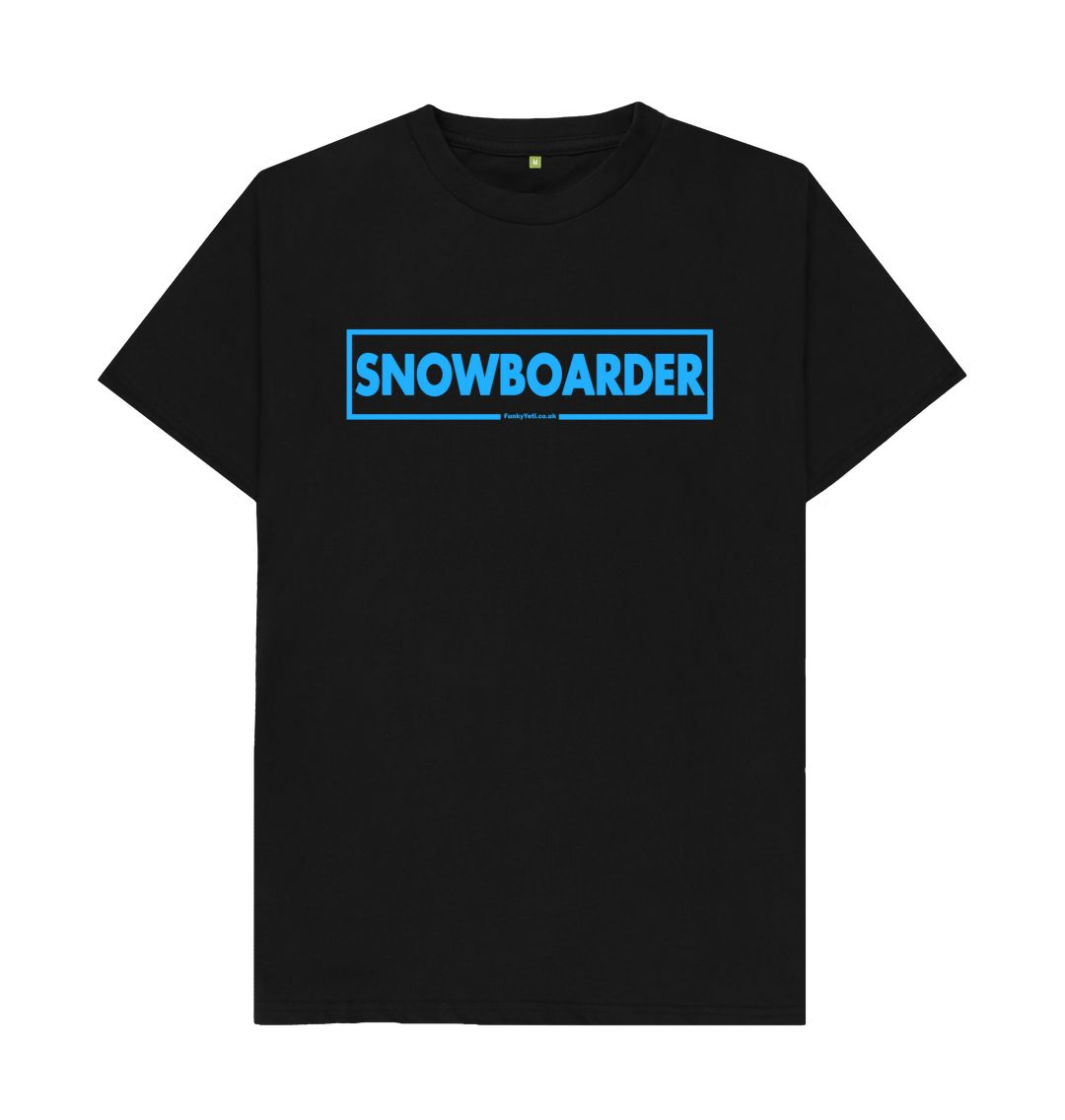 Black Men's Snowboarder Censor Bar Organic Tee - Blue Outline