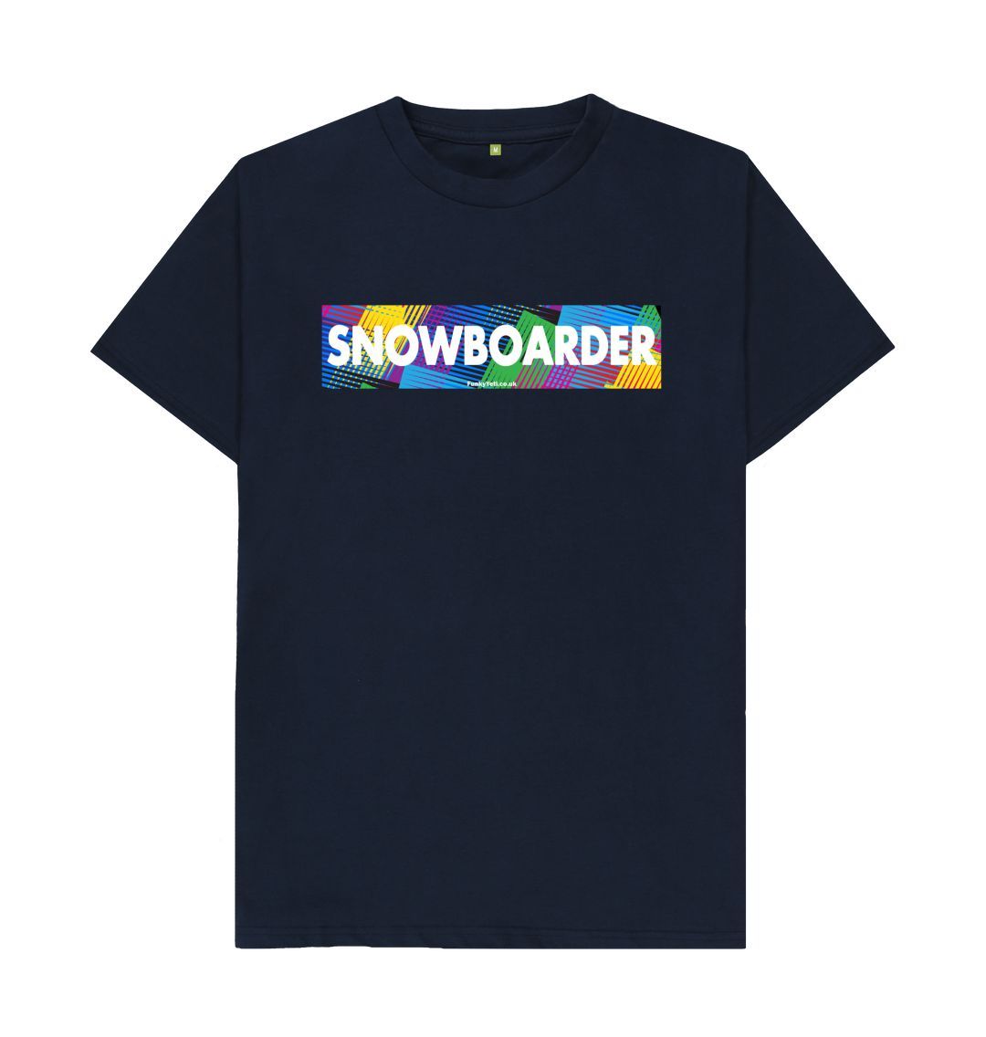 Navy Blue Men's Snowboarder Censor Bar Organic Tee - Retro Geo