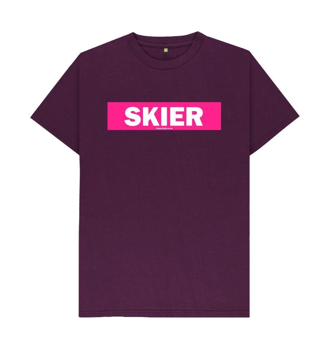 Purple Men's Skier Censor Bar Organic Tee - Pink