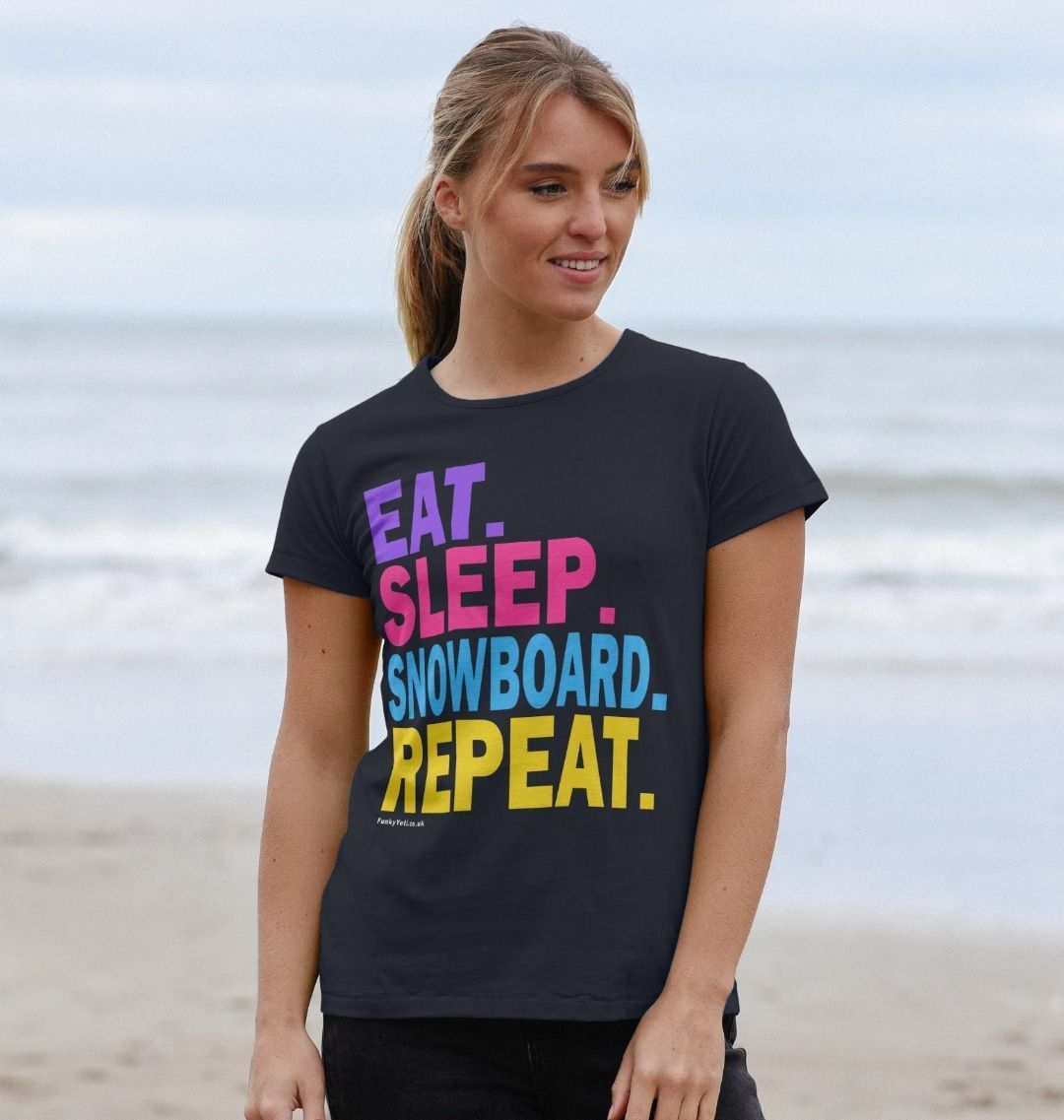 Women's Eat Sleep Snowboard Repeat Organic Tee