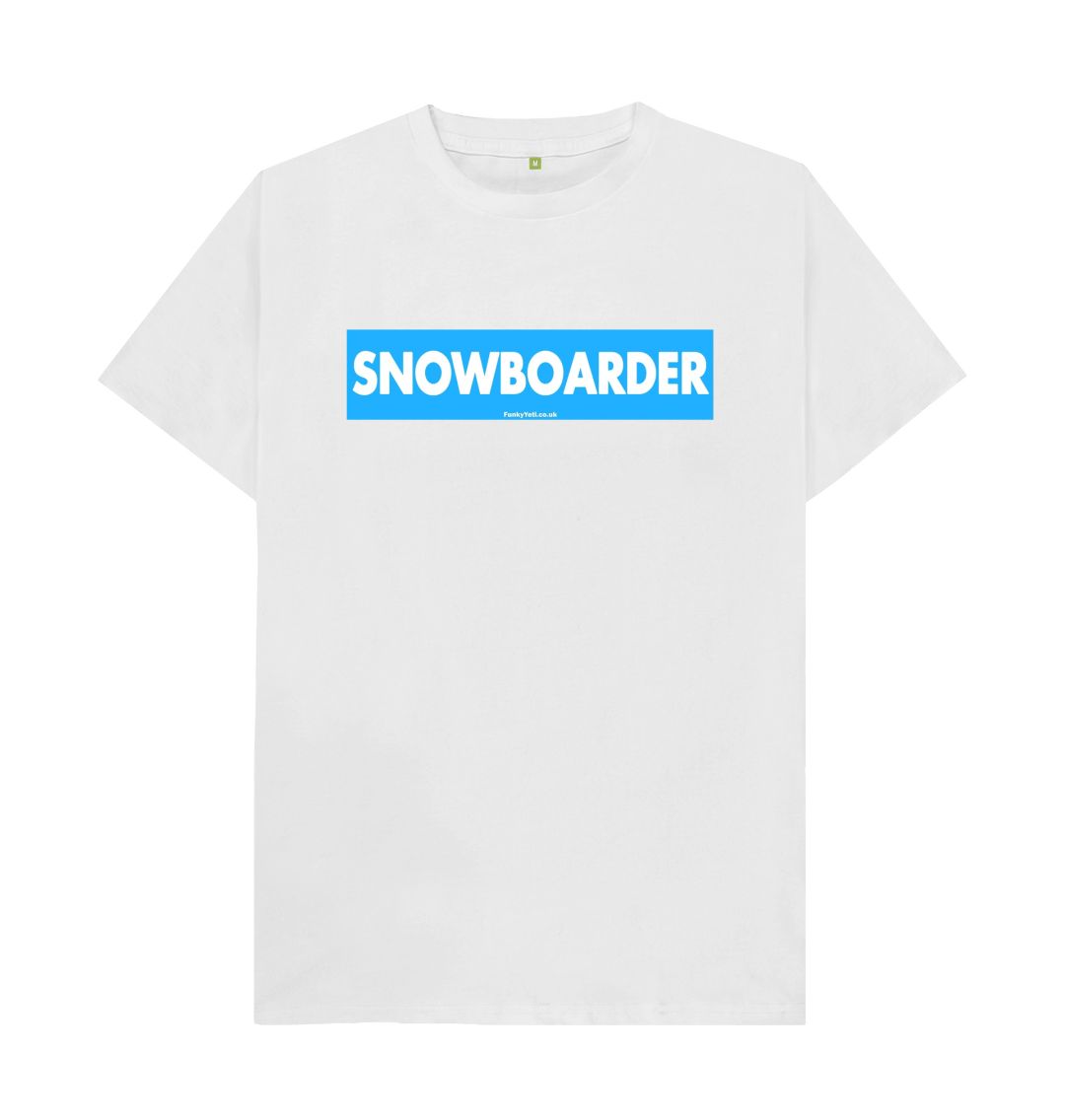 White Men's Snowboarder Censor Bar Organic Tee - Blue