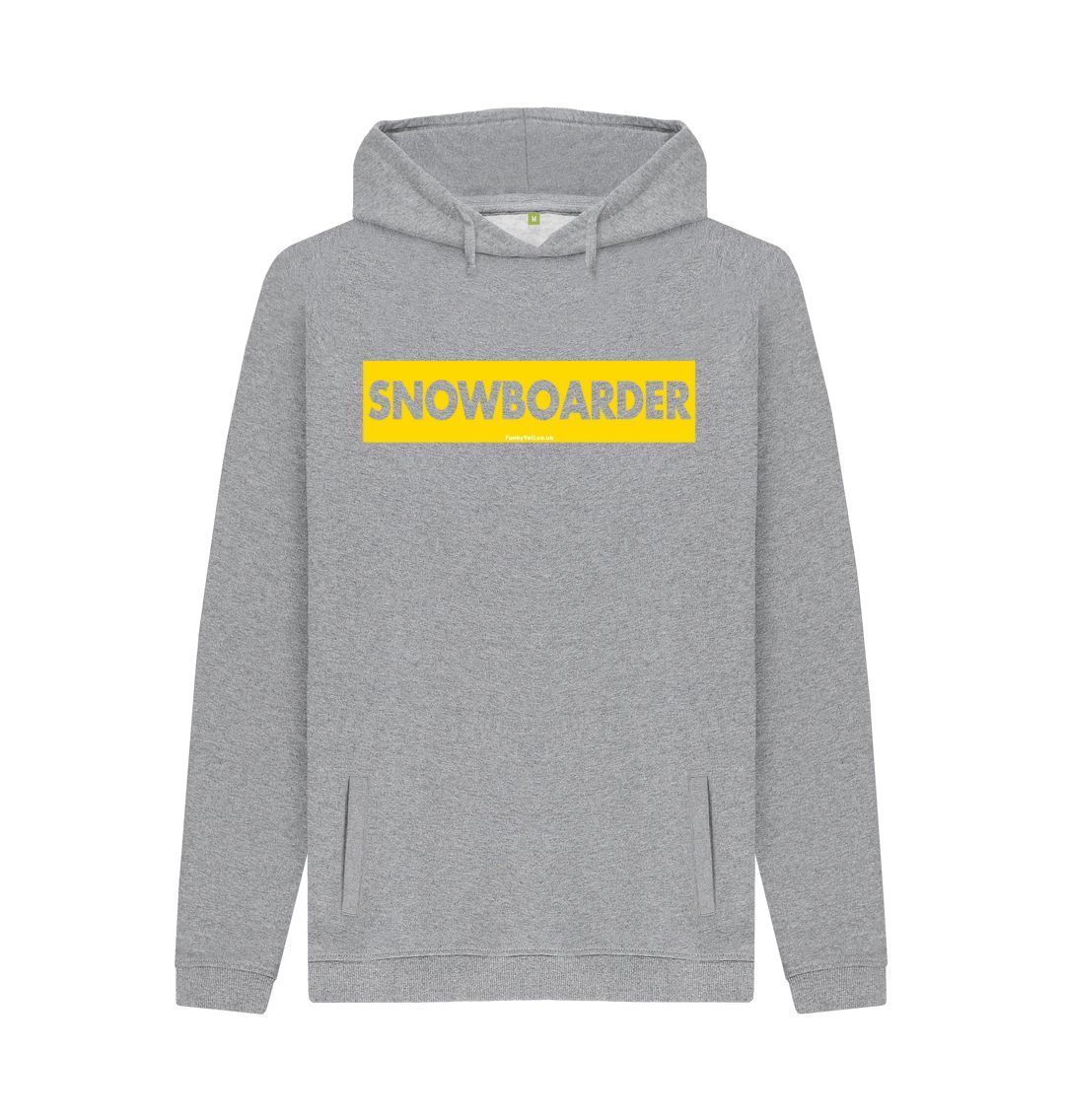 Light Heather Men's Snowboarder Censor Bar Organic Pullover Hoodie - Yellow