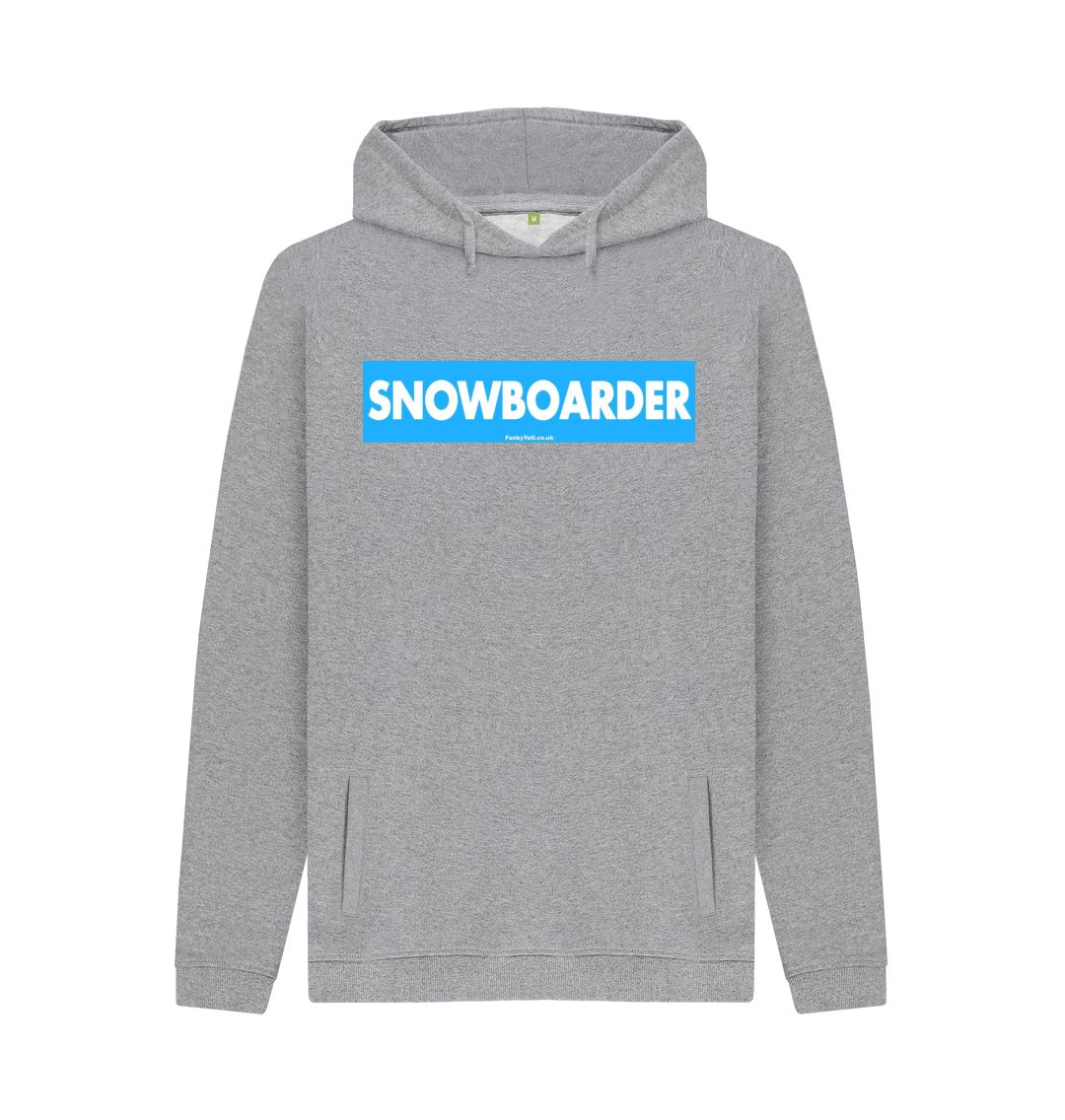 Light Heather Men's Snowboarder Censor Bar Organic Pullover Hoodie - Blue