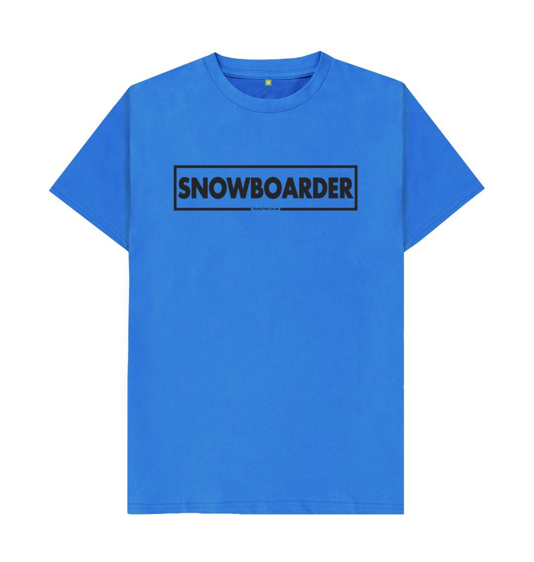 Bright Blue Men's Snowboarder Censor Bar Organic Tee - Black Outline