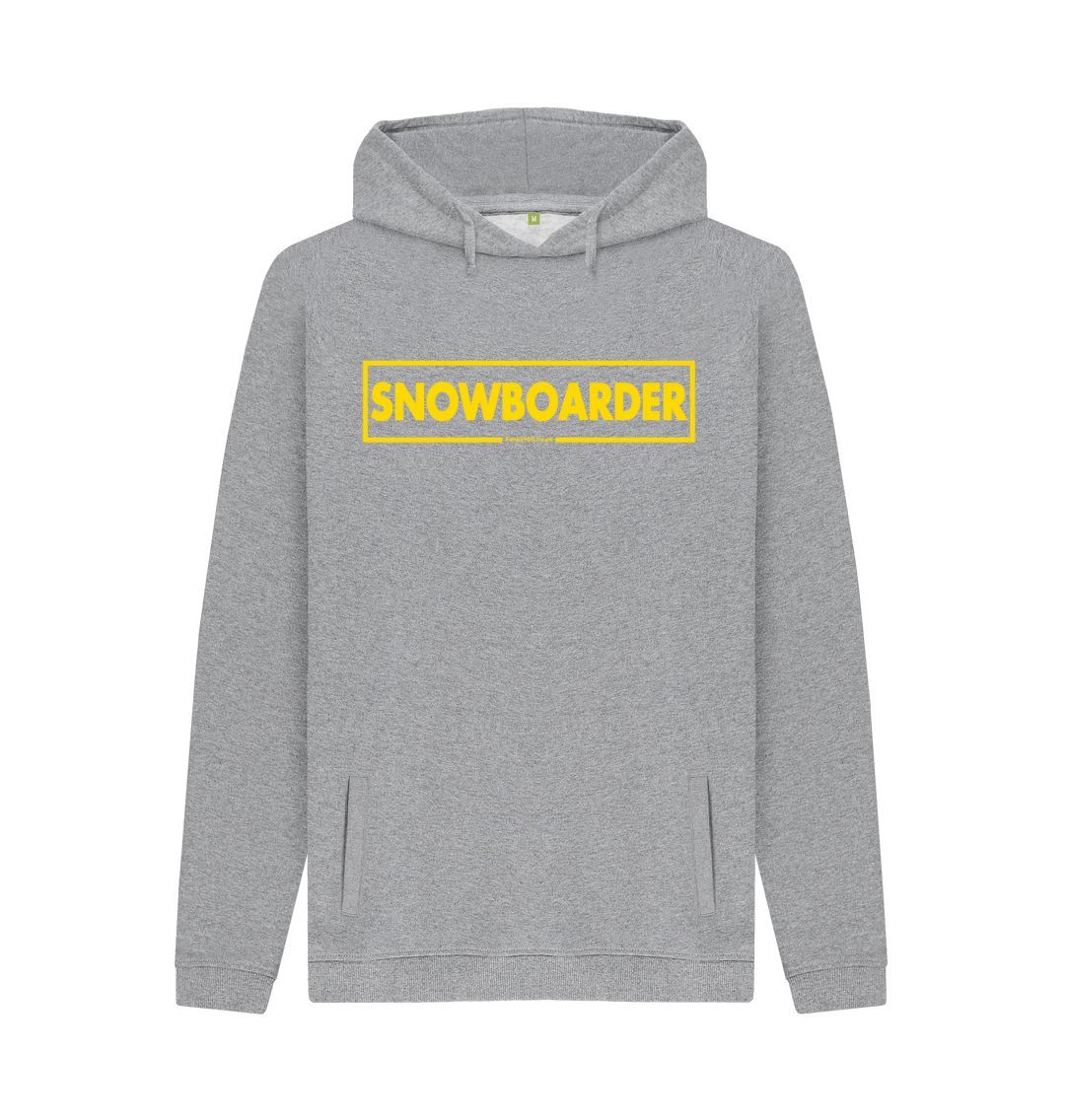 Light Heather Men's Snowboarder Censor Bar Organic Pullover Hoodie - Yellow Outline