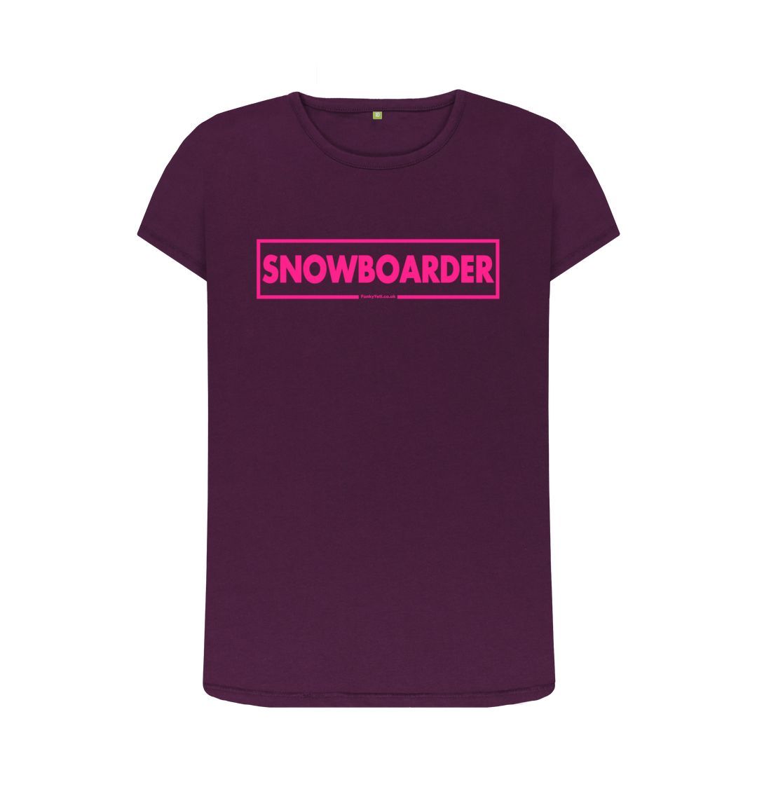 Purple Women's Snowboarder Censor Bar Organic Tee - Pink Outline