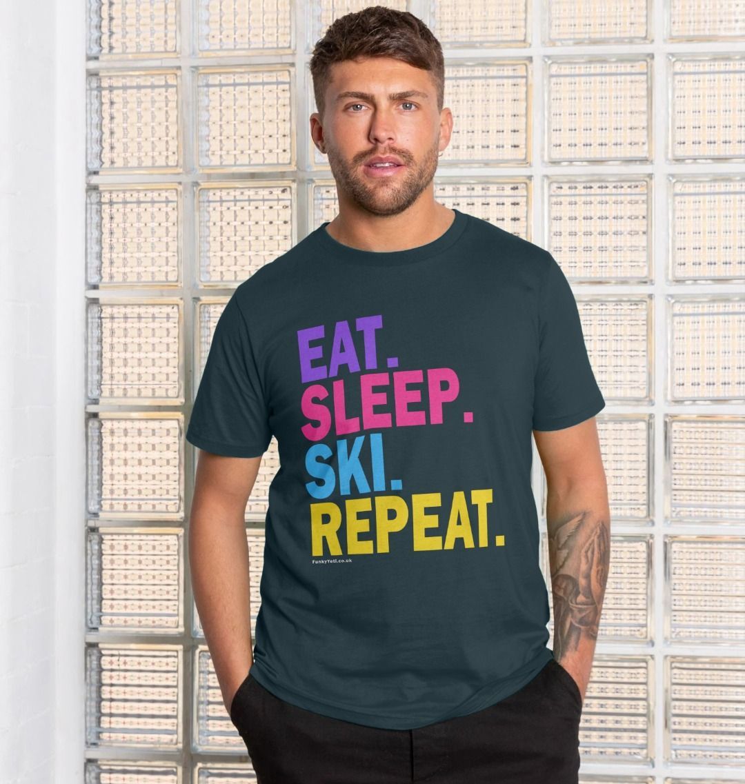 Men's Eat Sleep Ski Repeat Organic Tee