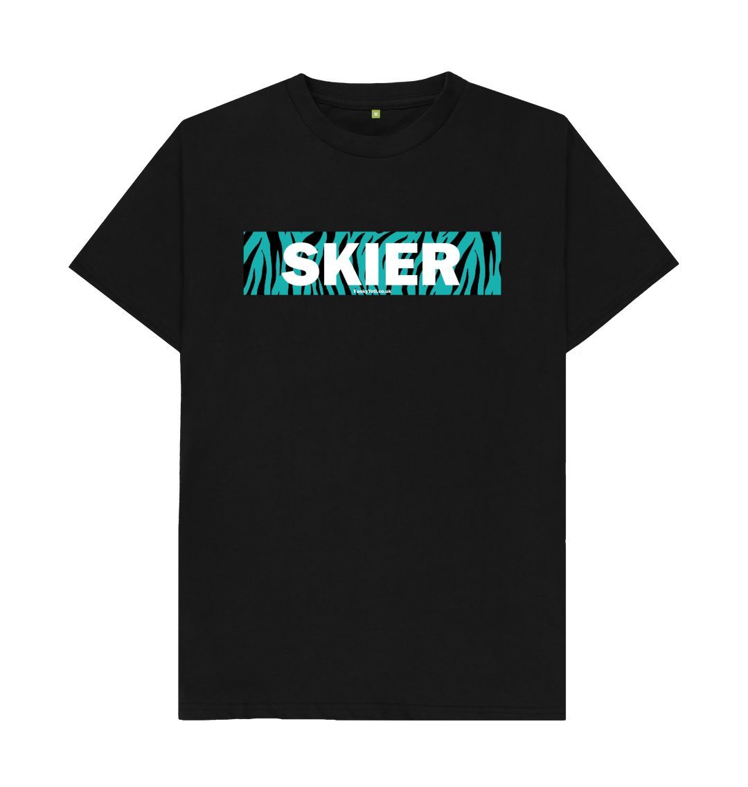 Black Men's Skier Censor Bar Organic Tee - Tiger Tealicious