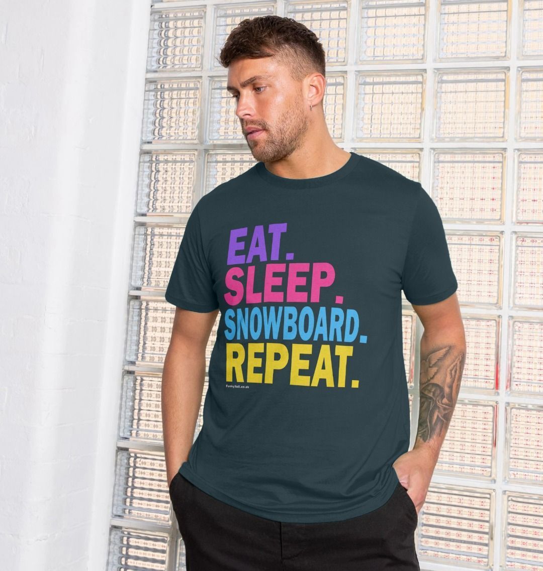 Men's Eat Sleep Snowboard Repeat Organic Tee