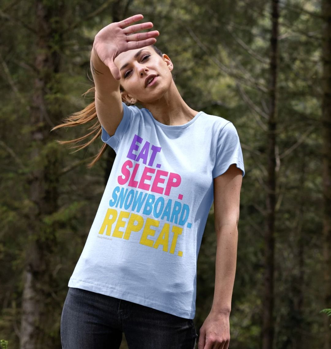 Women's Eat Sleep Snowboard Repeat Organic Tee