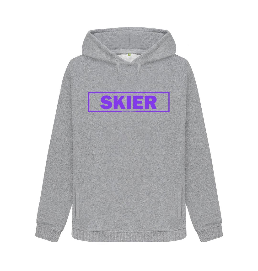 Light Heather Women's Skier Censor Bar Organic Pullover Hoodie - purple outline