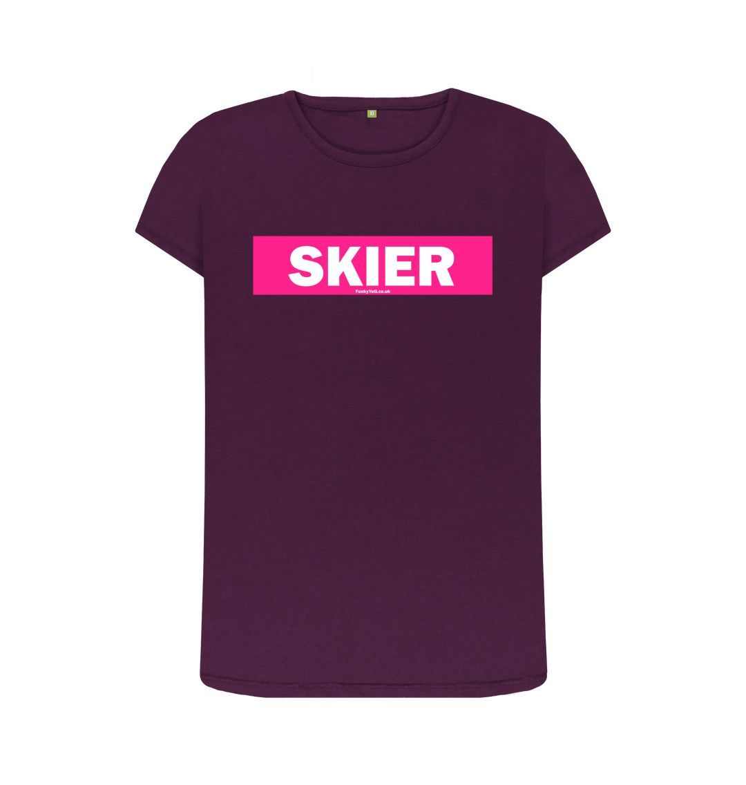 Purple Women's Skier Censor Bar Organic Tee - Pink