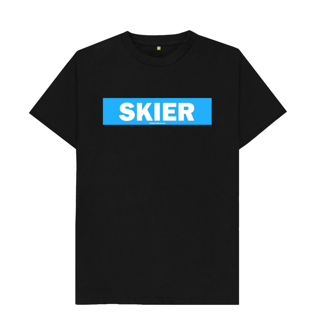 Black Men's Skier Censor Bar Organic Tee - Blue
