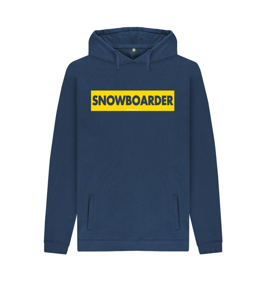 Navy Men's Snowboarder Censor Bar Organic Pullover Hoodie - Yellow