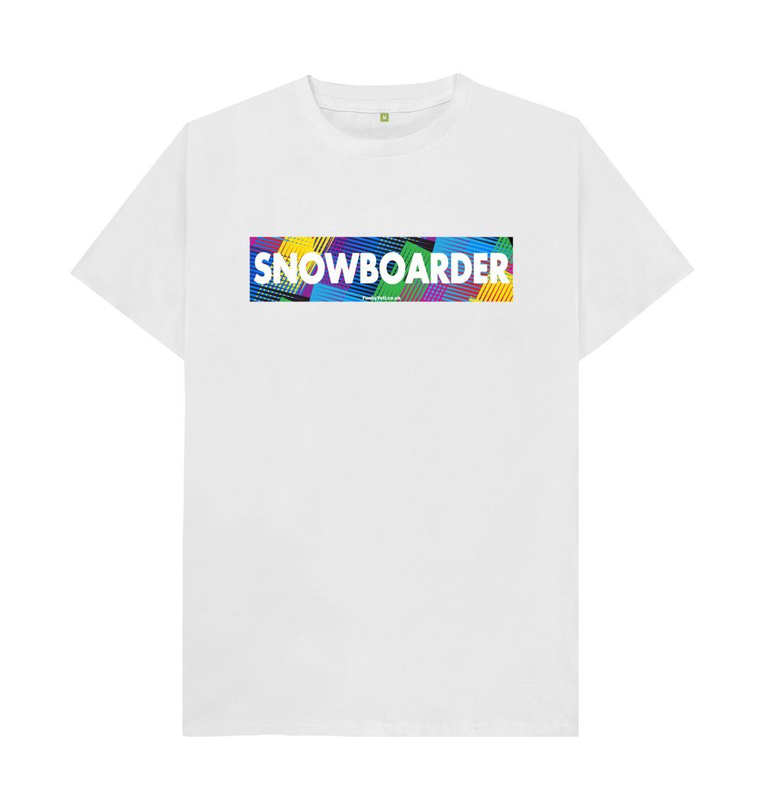 White Men's Snowboarder Censor Bar Organic Tee - Retro Geo