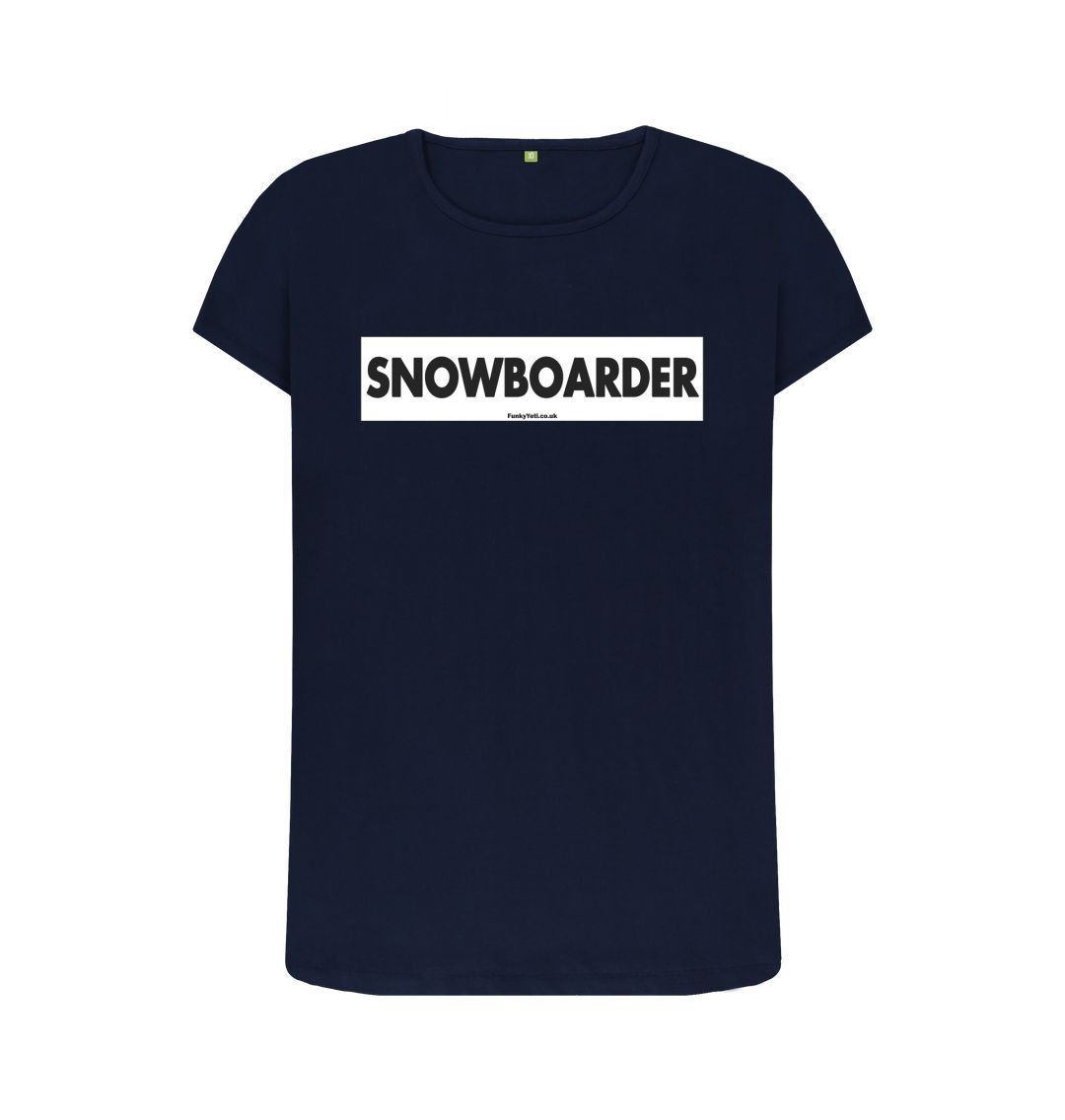 Navy Blue Women's Snowboarder Censor Bar Organic Tee - Black