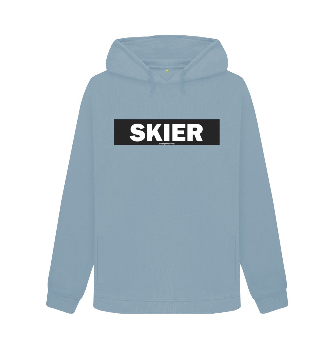 Stone Blue Women's Skier Censor Bar Organic Pullover Hoodie
