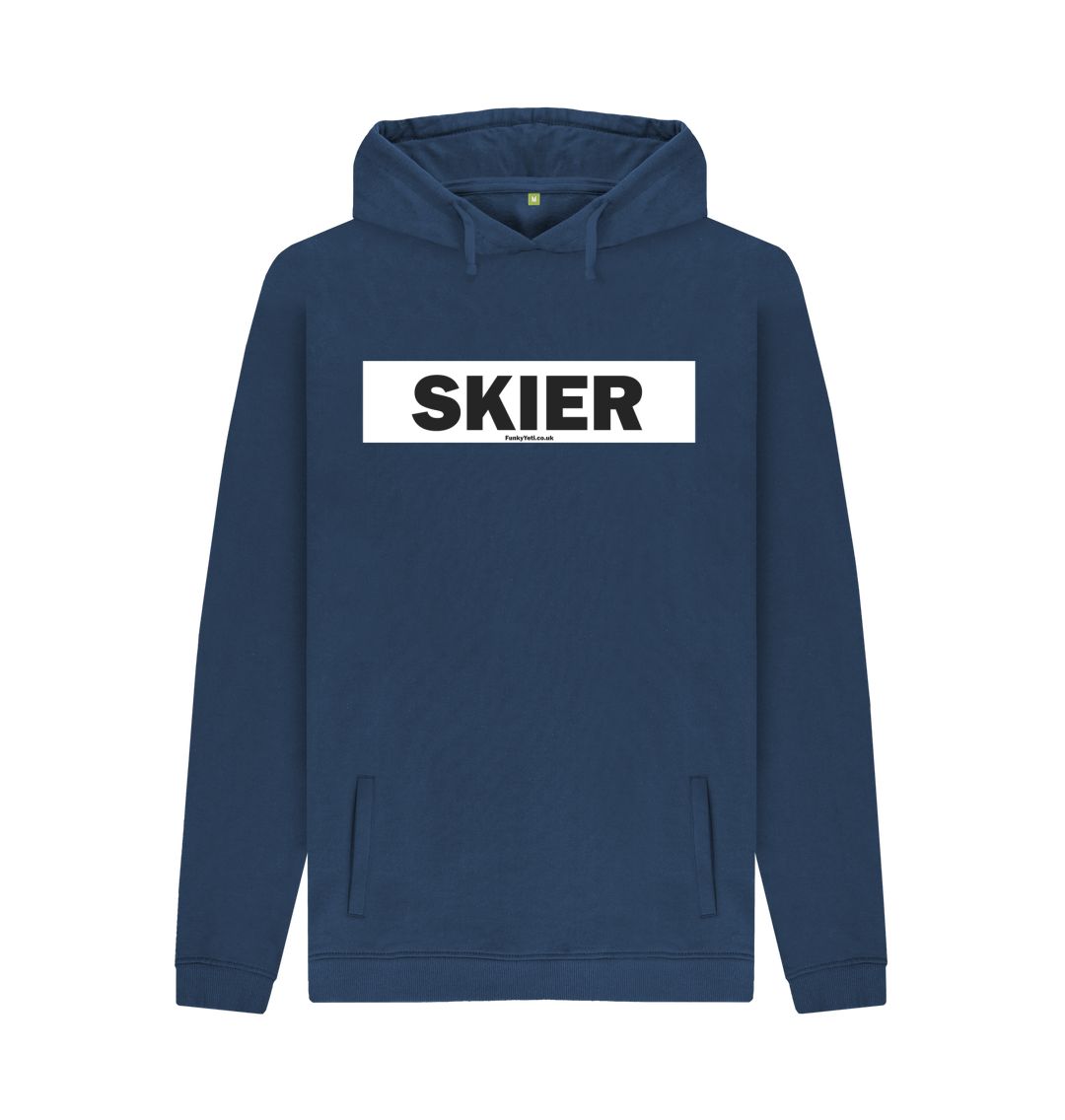 Navy Men's Skier Censor Bar Organic Pullover Hoodie - Black