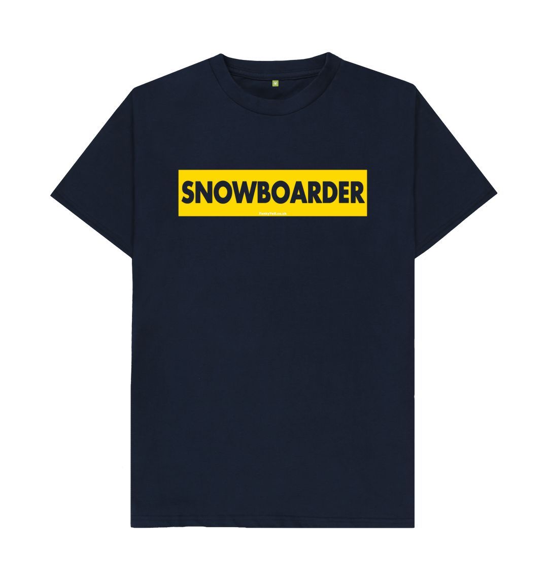 Navy Blue Men's Snowboarder Censor Bar Organic Tee - Yellow