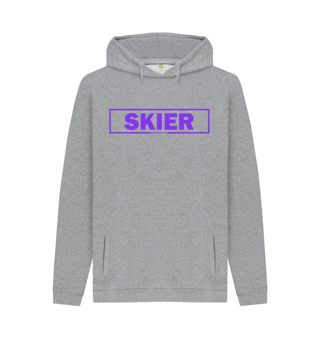 Light Heather Men's Skier Censor Bar Organic Pullover Hoodie - purple outline