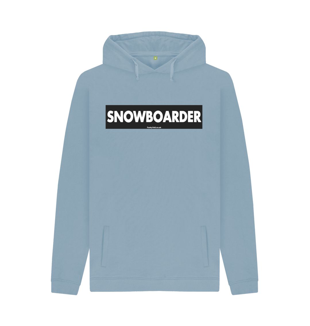 Stone Blue Men's Snowboarder Censor Bar Organic Pullover Hoodie