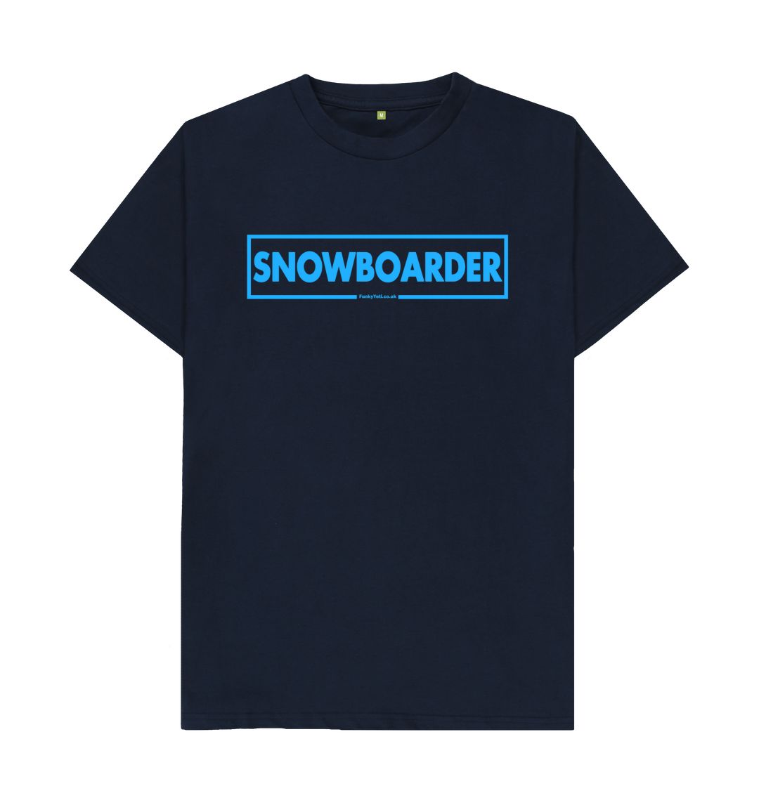 Navy Blue Men's Snowboarder Censor Bar Organic Tee - Blue Outline