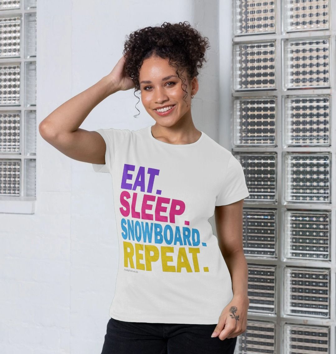 Women's Eat Sleep Snowboard Repeat Organic Tee