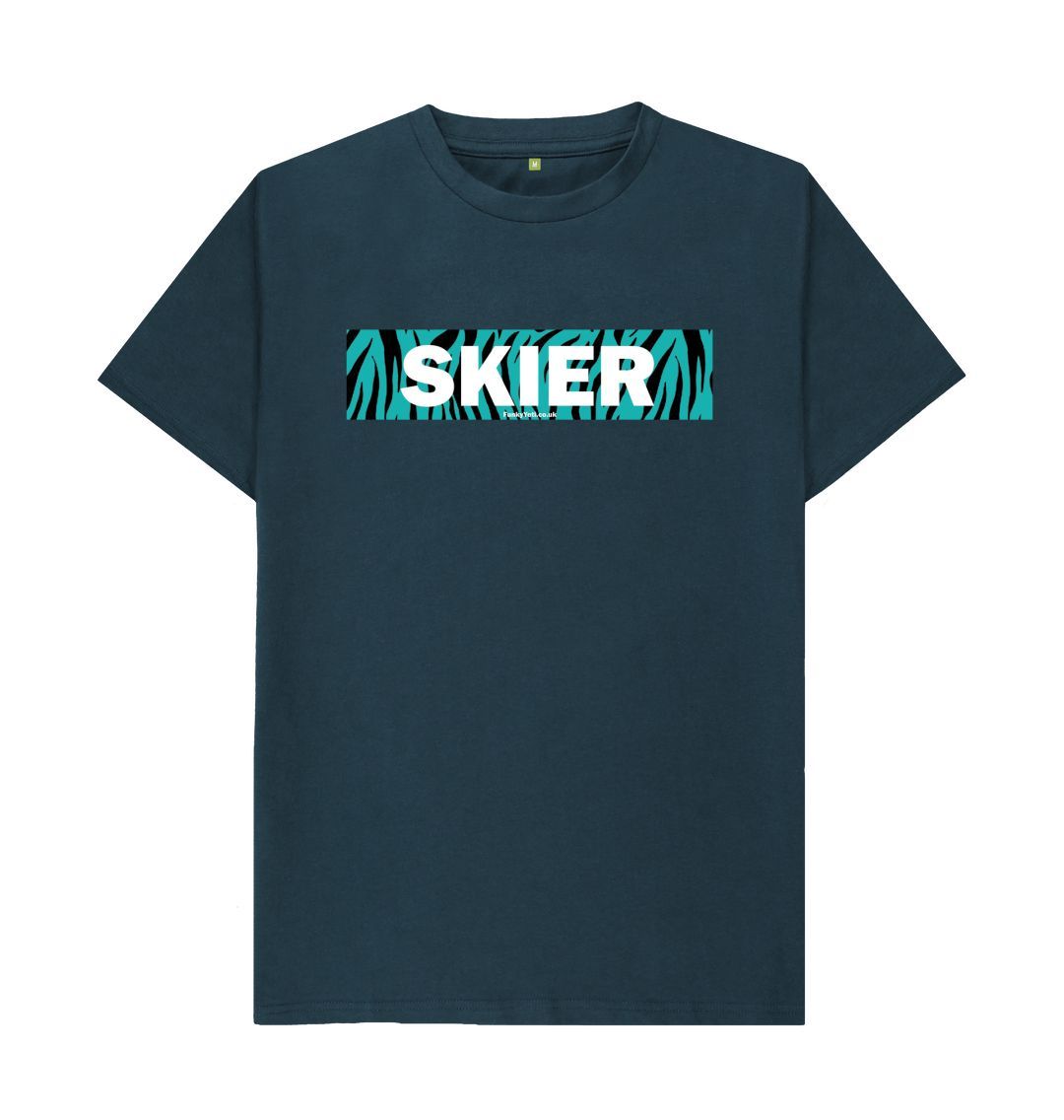 Denim Blue Men's Skier Censor Bar Organic Tee - Tiger Tealicious