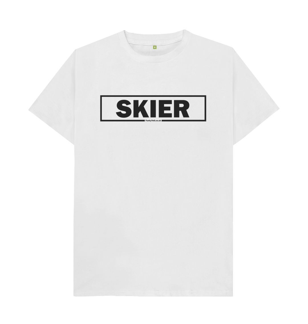 White Men's Skier Censor Bar Organic Tee - Black Outline