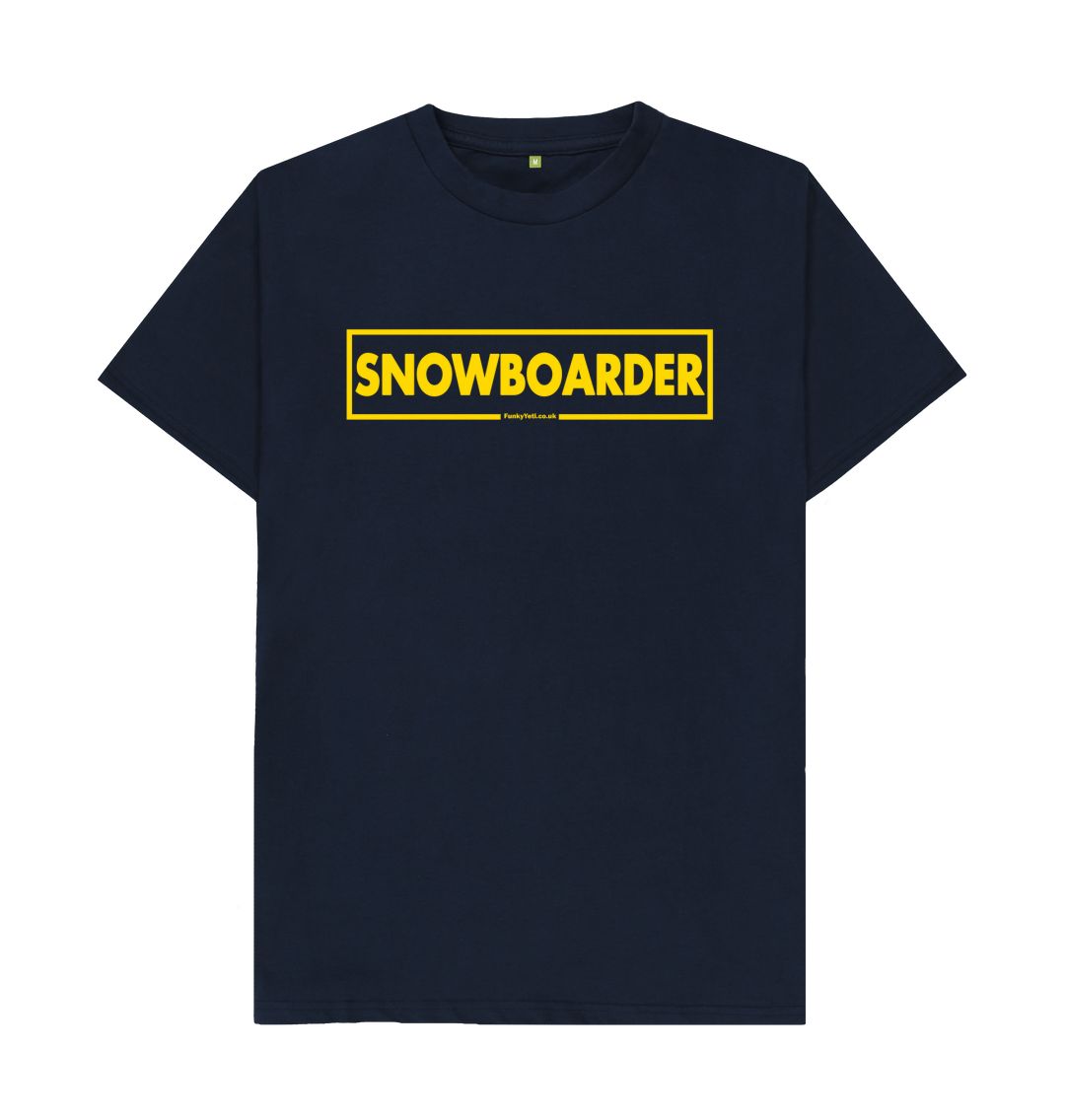 Navy Blue Men's Snowboarder Censor Bar Organic Tee - Yellow Outline