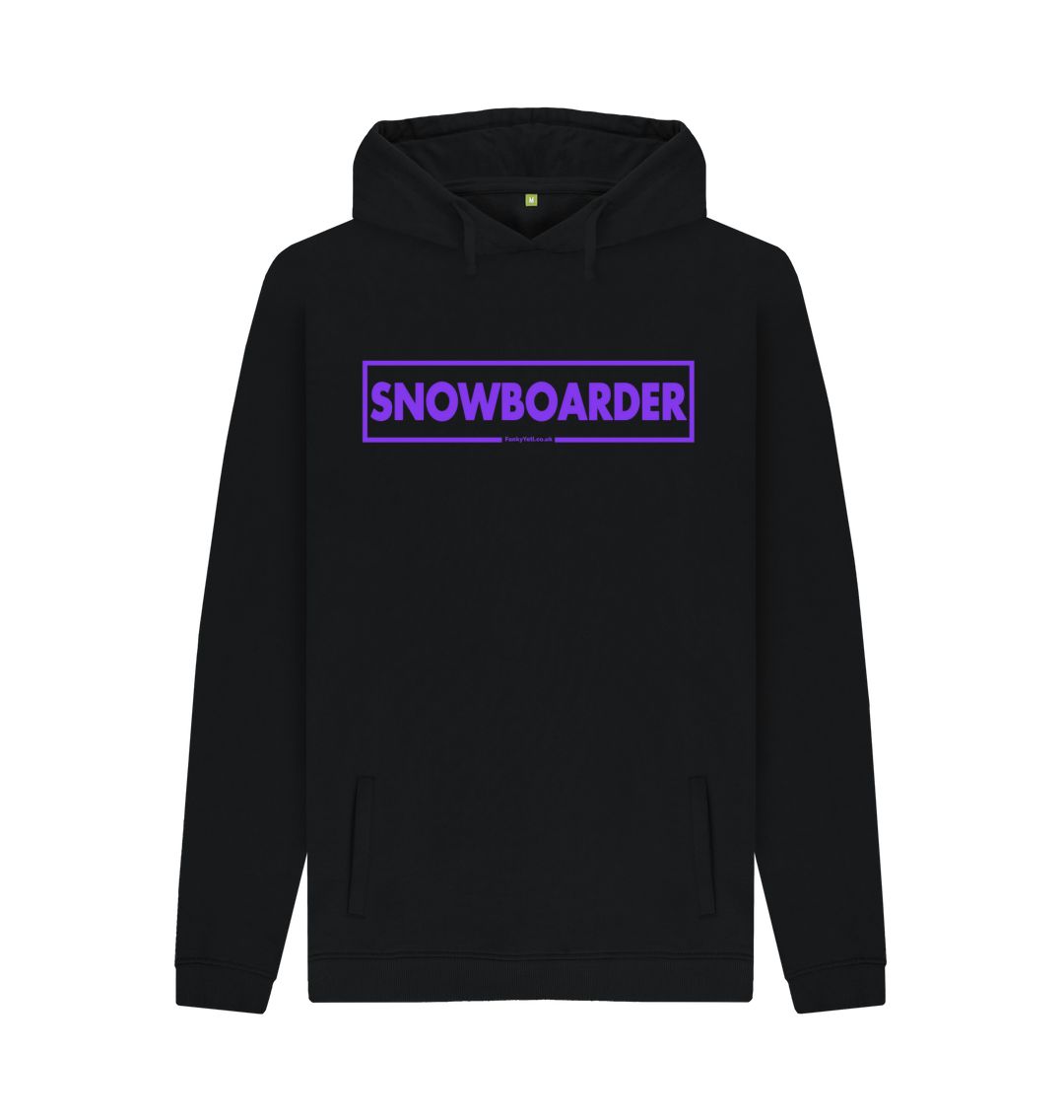 Black Men's Snowboarder Censor Bar Organic Pullover Hoodie - Purple Outline