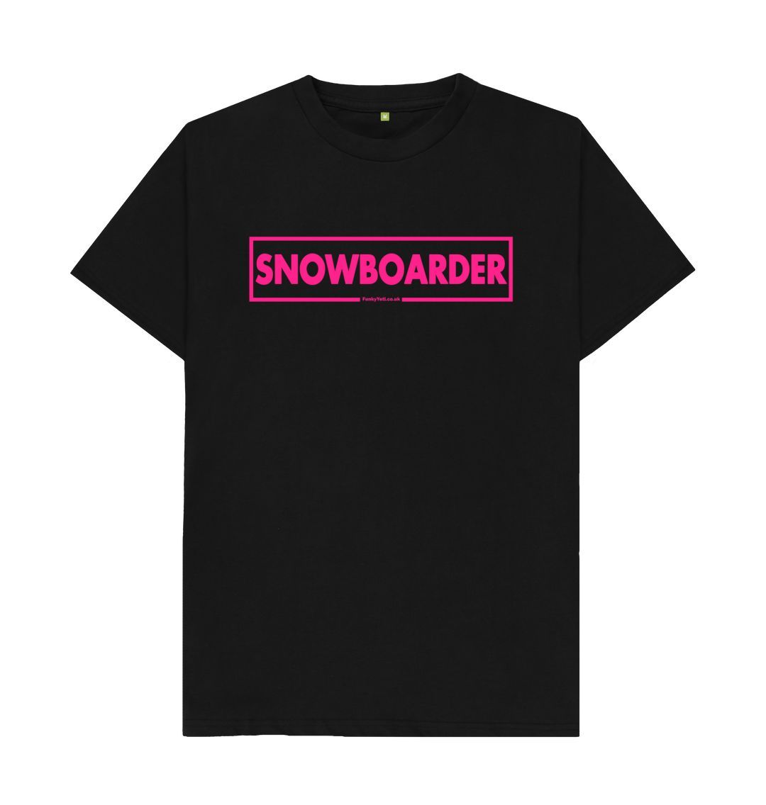 Black Men's Snowboarder Censor Bar Organic Tee - Pink Outine