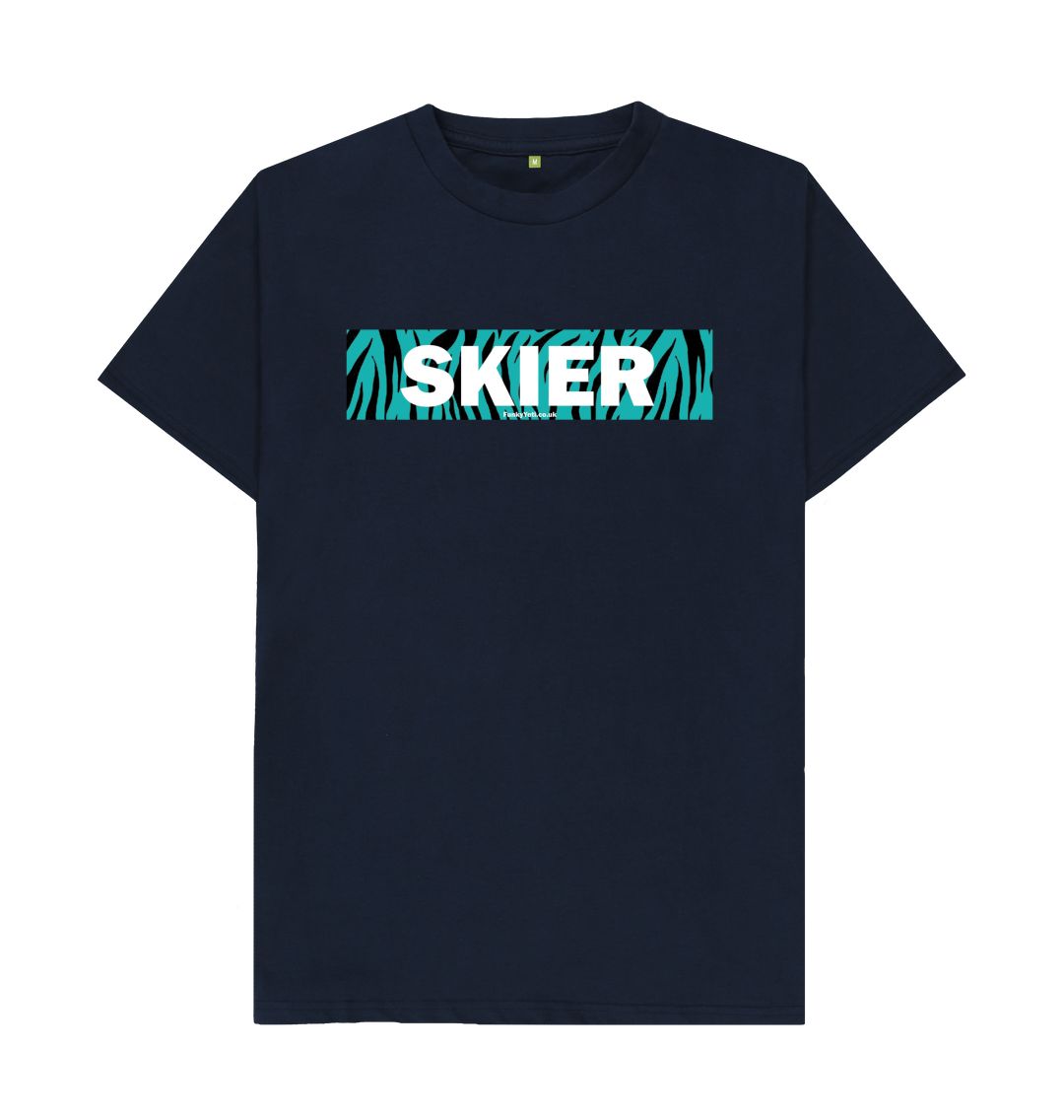 Navy Blue Men's Skier Censor Bar Organic Tee - Tiger Tealicious