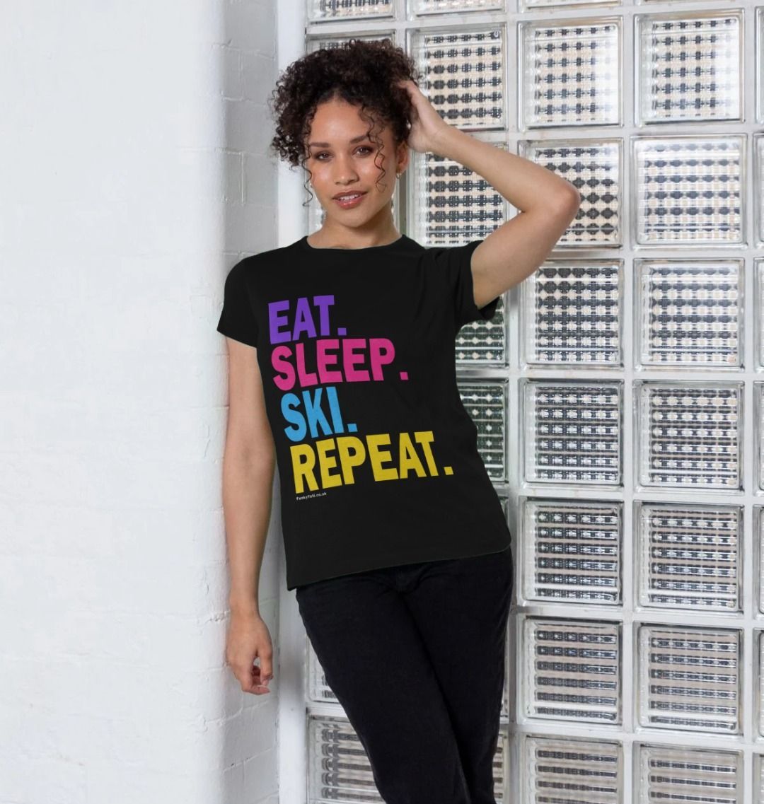 Women's Eat Sleep Ski Repeat Organic Tee