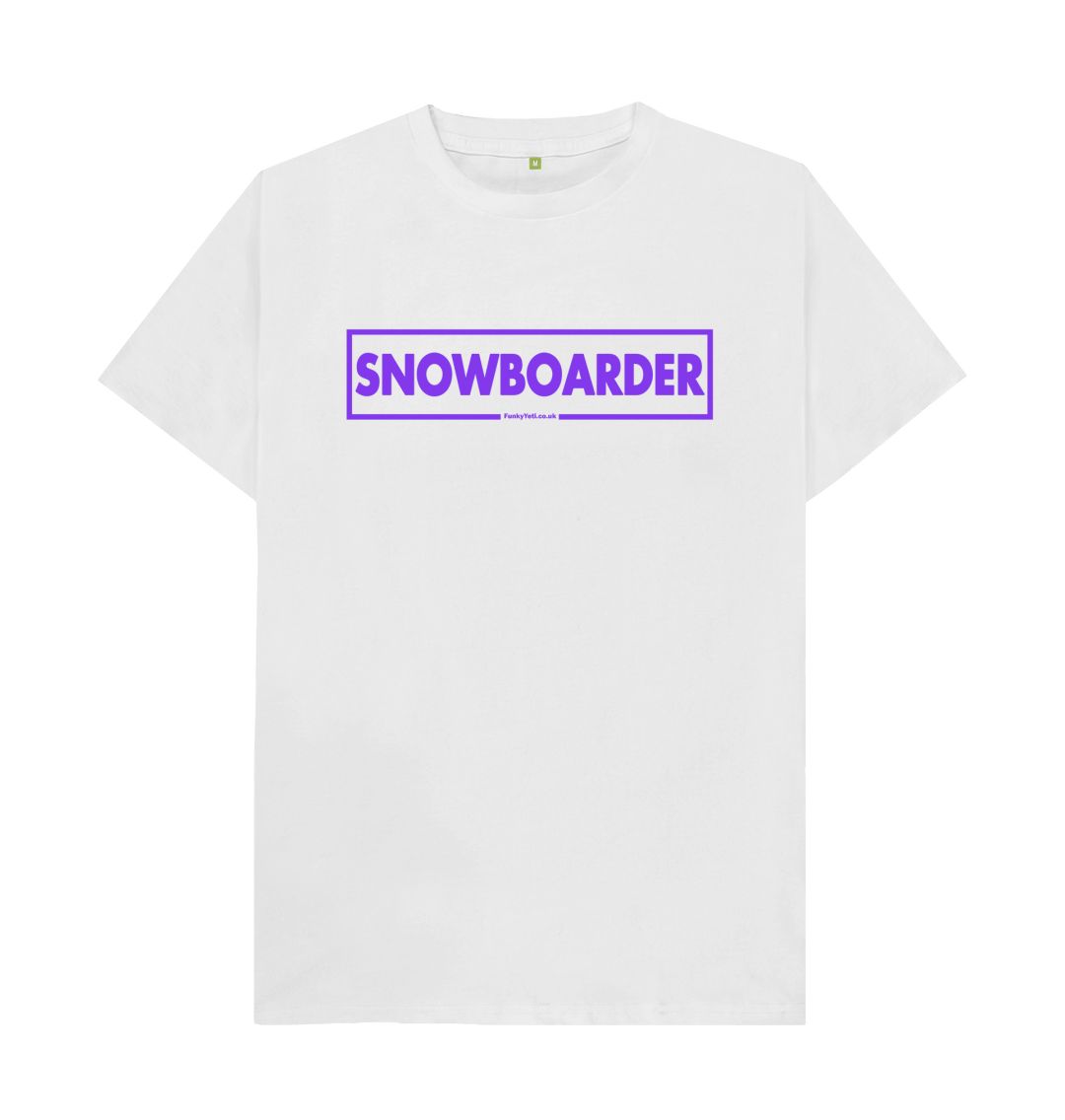 White Men's Snowboarder Censor Bar Organic Tee - Purple Outline