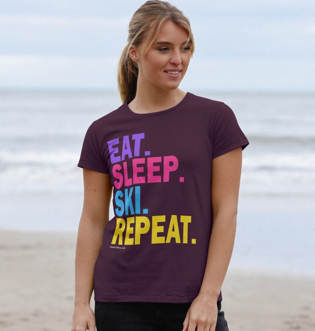 Women's Eat Sleep Ski Repeat Organic Tee