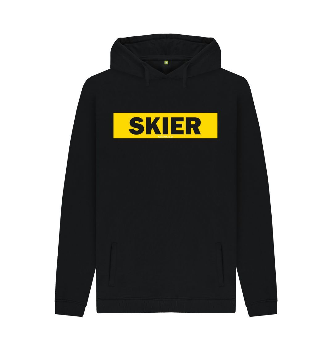Black Men's Skier Censor Bar Organic Pullover Hoodie - Yellow