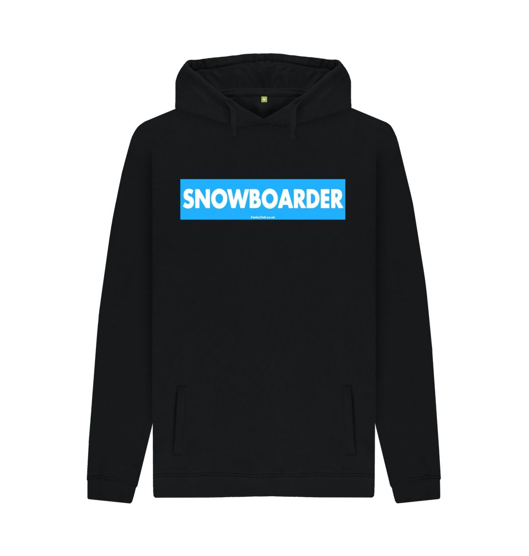 Black Men's Snowboarder Censor Bar Organic Pullover Hoodie - Blue