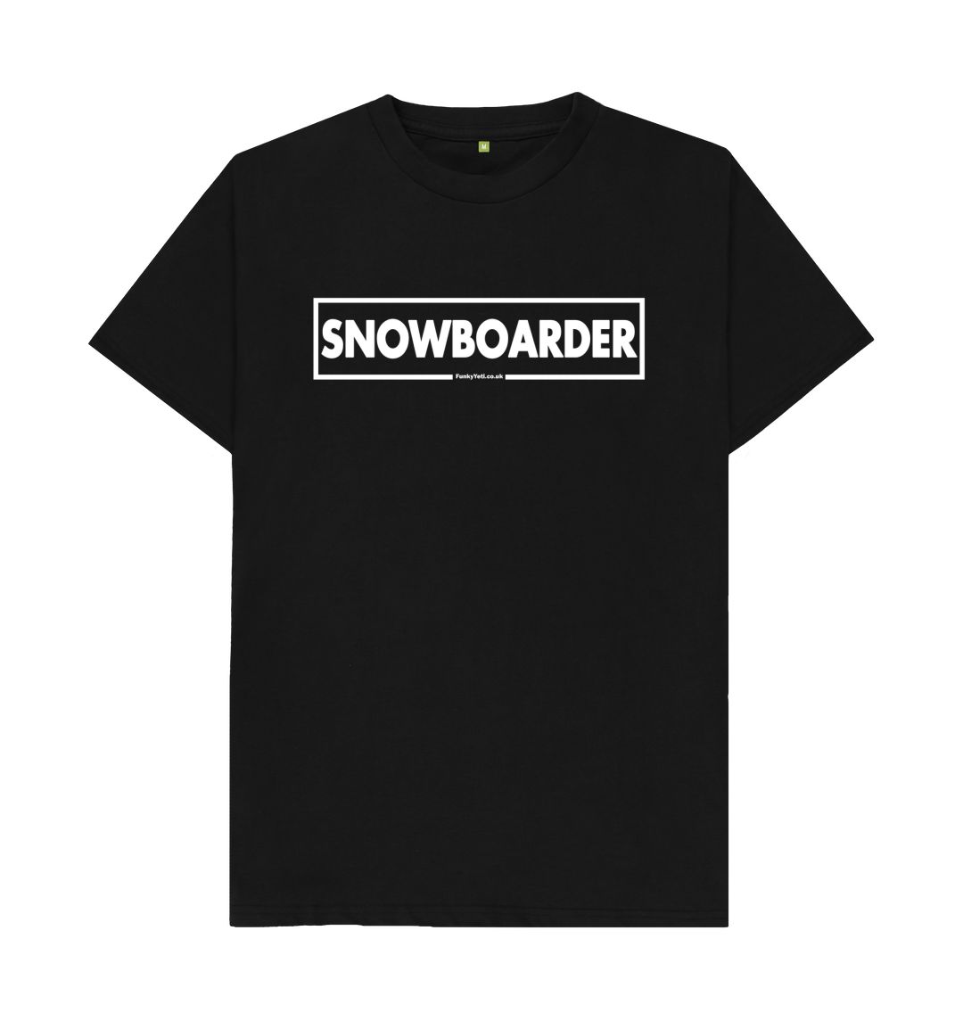 Black Men's Snowboarder Censor Bar Organic Tee - White Outline