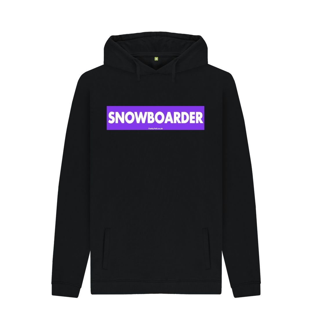 Black Men's Snowboarder Censor Bar Organic Pullover Hoodie - Purple