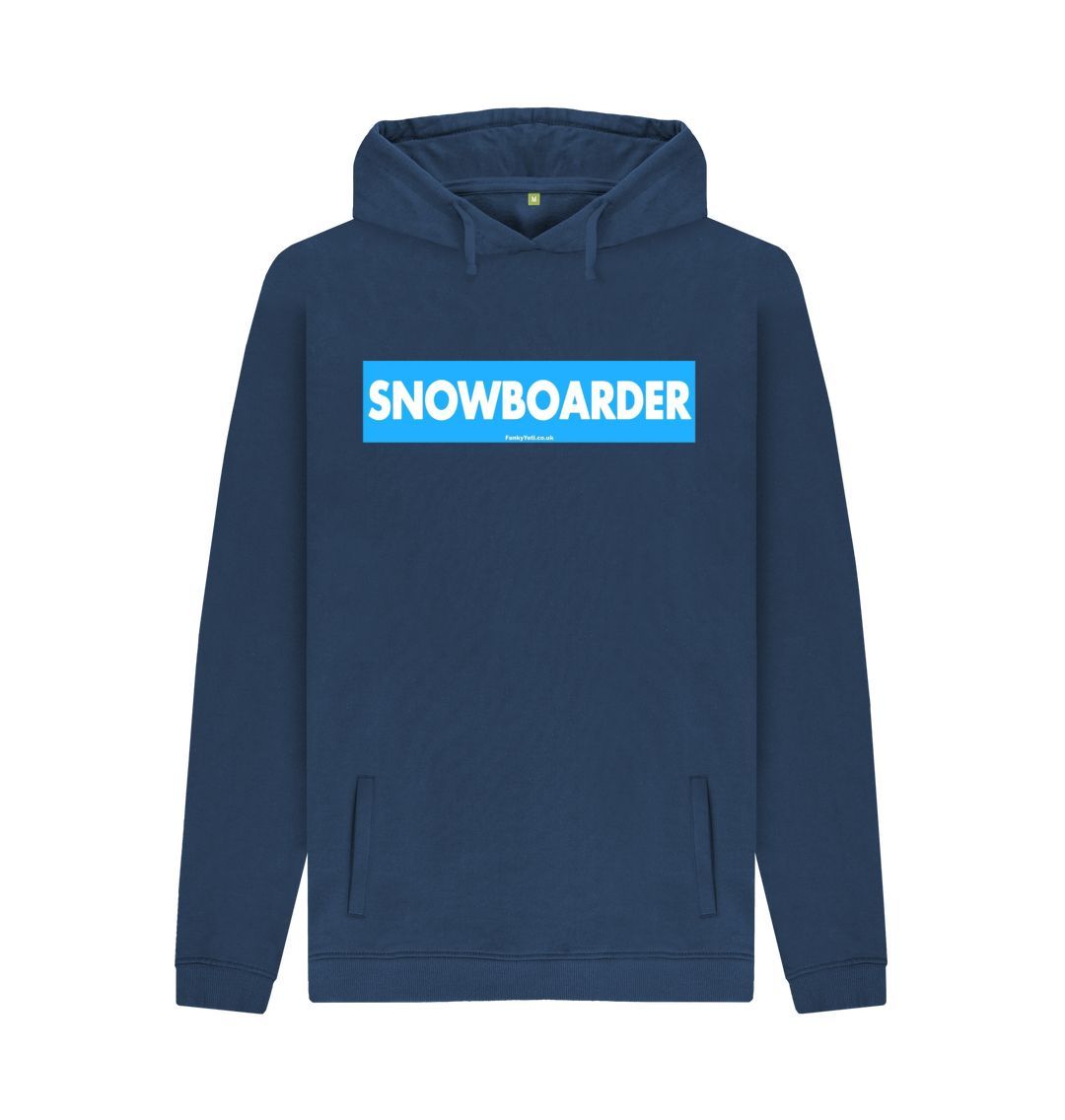 Navy Men's Snowboarder Censor Bar Organic Pullover Hoodie - Blue