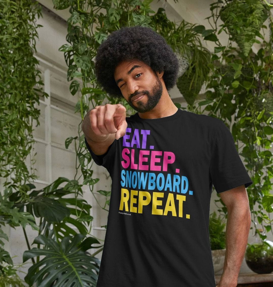 Men's Eat Sleep Snowboard Repeat Organic Tee