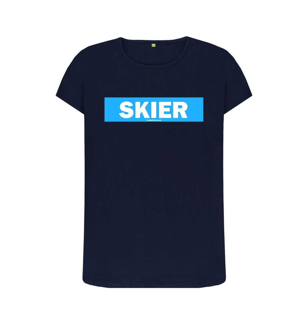 Navy Blue Women's Skier Censor Bar Organic Tee - Blue