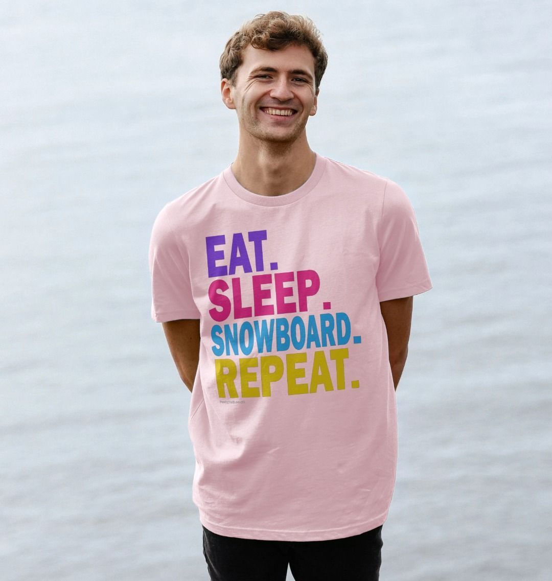 Men's Eat Sleep Snowboard Repeat Organic Tee