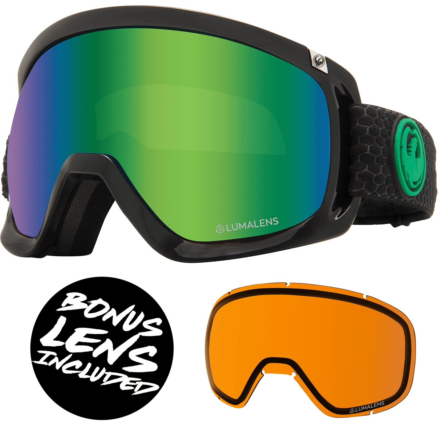 Dragon D3 OTG Goggles (2023) - Split Green