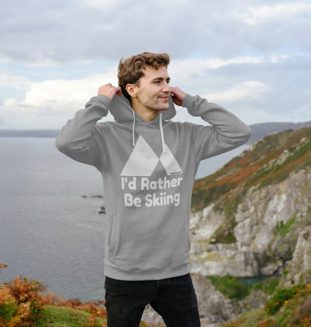 Men's I'd Rather Be Skiing Organic Pullover Hoodie