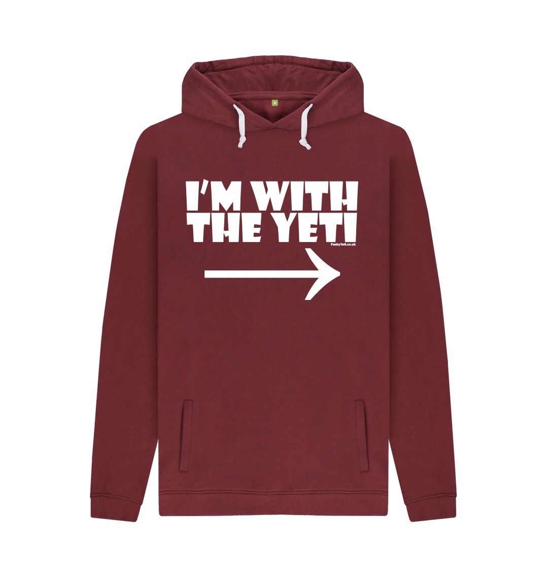 Red Wine Funky Yeti Men's Pullover Hoodie - I'm With The Yeti